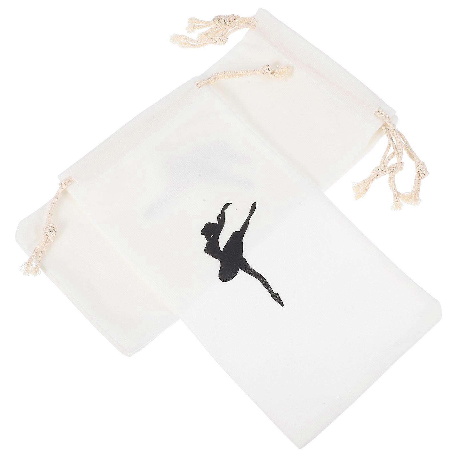 Beige Ballet Dance Shoe Bag Drawstring for Storage Use 4Pcs Durable Canvas Bags