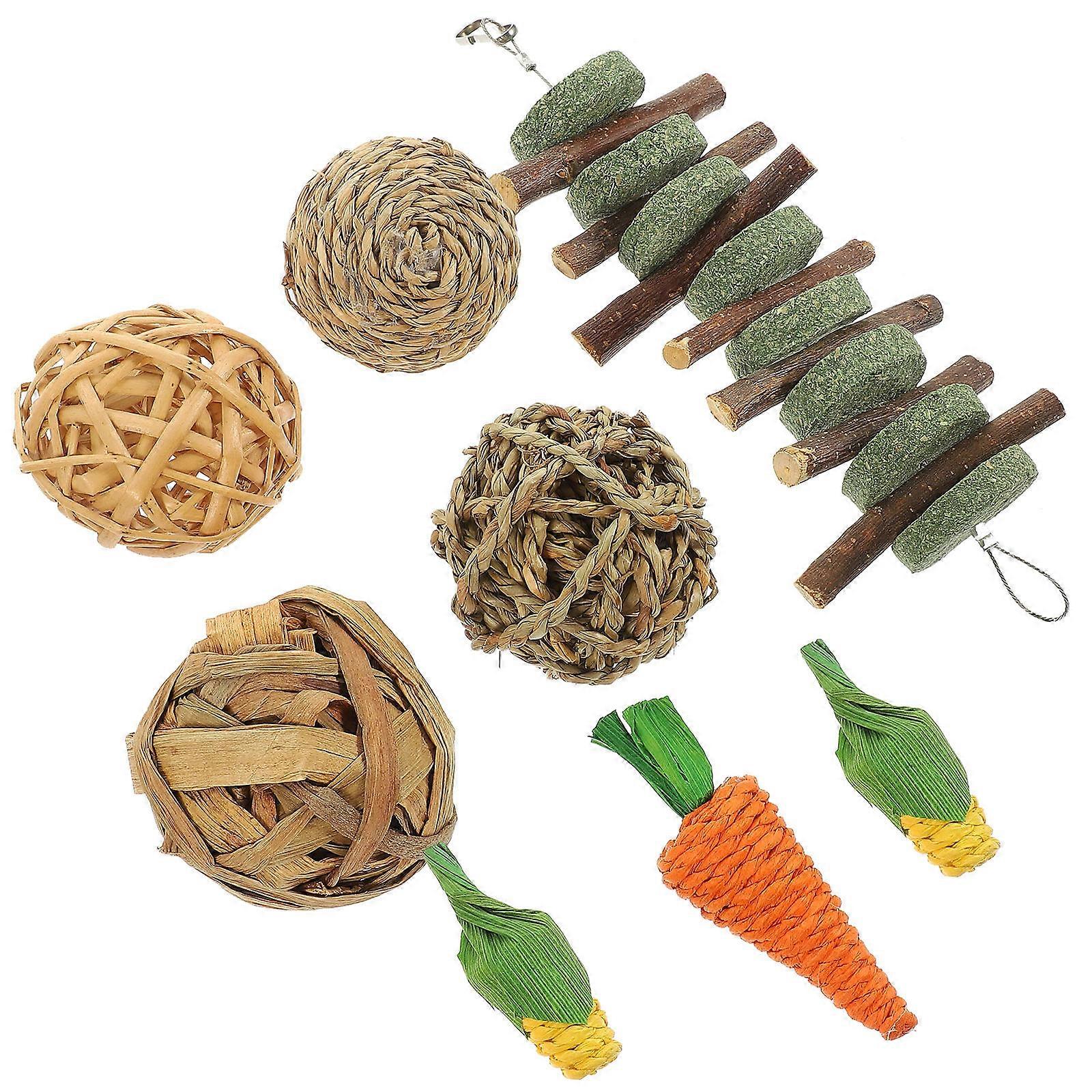 16 Pcs Small Pets Chew Toys For Hamsters Guinea Pigs And Rats Teeth Grinding Fun Indoor Play Activities