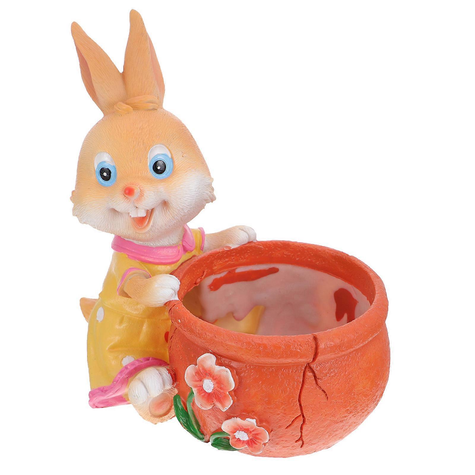 Rabbit-Shaped Succulent Pot Yellow Flower Container for Storage 3Pcs