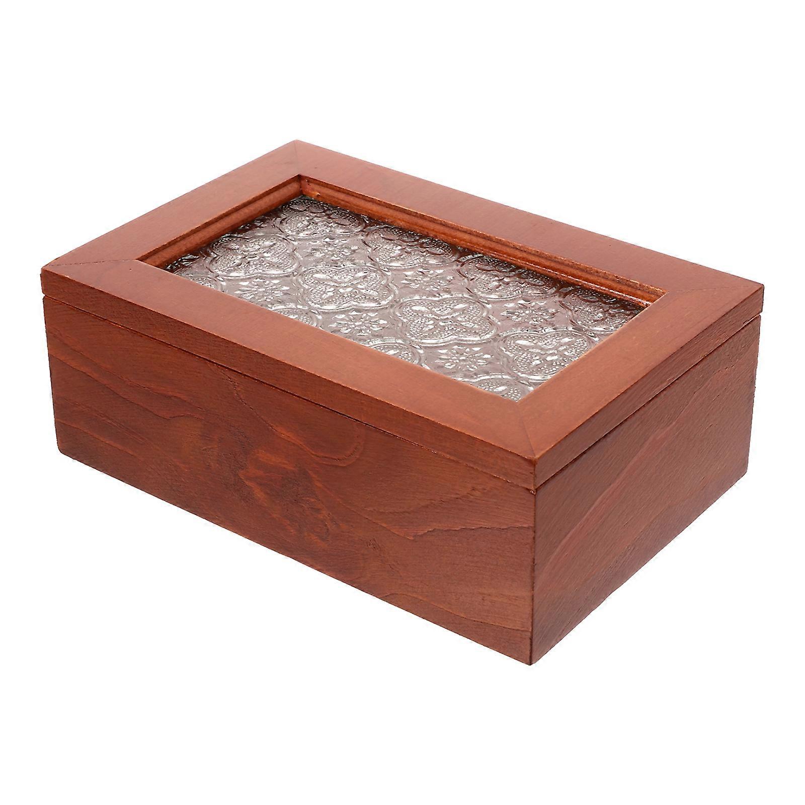Wooden Storage Box with Lid for Storage Use 4Pcs Retro Organizer