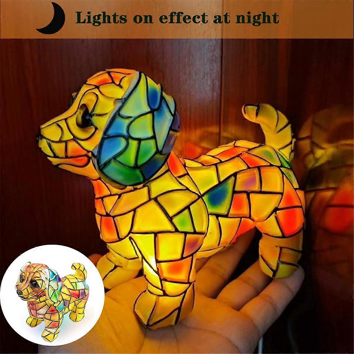 Lampe De Nuit Chien Chihuahua En Résine Teintée - Veilleuse LED Rétro, Décoration Intérieure Pour Amoureux Des Chiens
