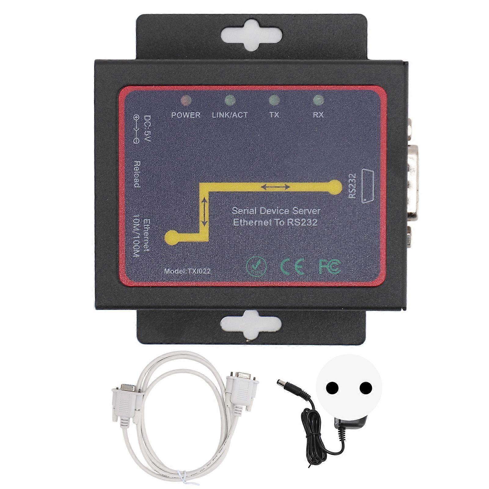 TXI022 RJ45 to RS232 Serial Network Adapter Bi Directional Transfer TCP IP Serial Network Adapter for Windows for Industrial EU Plug 100240V