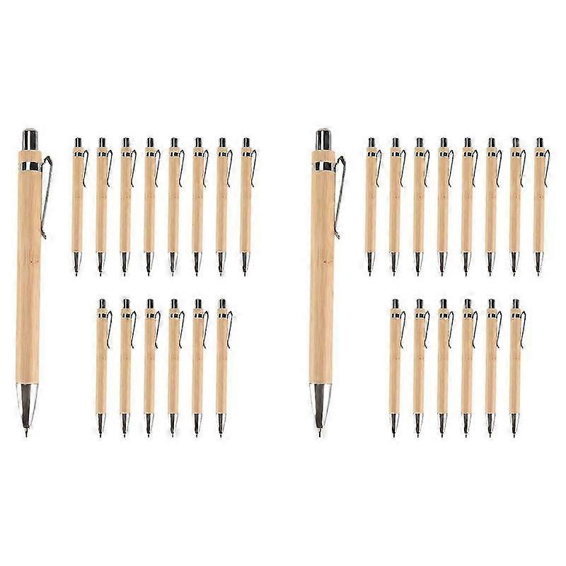 30 Pieces Bamboo Retractable Ballpoint Pen Black Ink 1 mm Office Products Pens Bamboo Ballpoint Pen