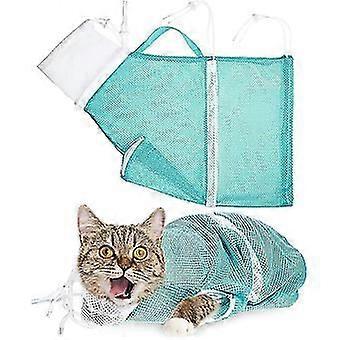 猫シャワーネットバッグ 猫グルーミング入浴バッグ 調節可能な猫洗濯バッグ 多機能猫拘束バッグ グリーン