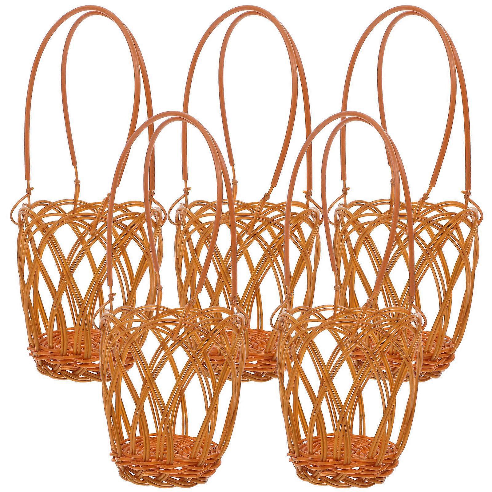 Tiny Picnic Basket Woven Basket Picnic Fruit and Vegetable Holder Versatile Use 5Set