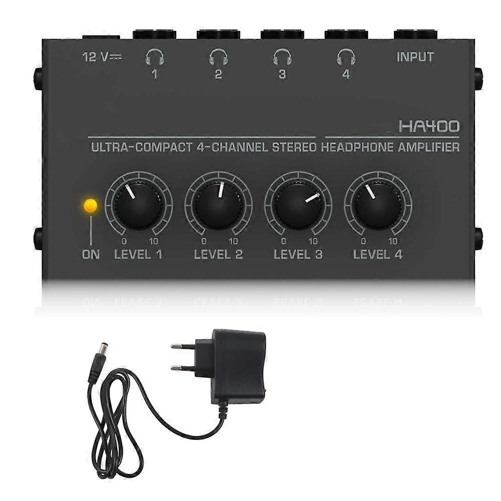 HA400 Mini Amplifier Headphone Amplifier 4 Channels Ultra-Compact Stereo Audio Amplifier Earphone Amplifier EU Plug