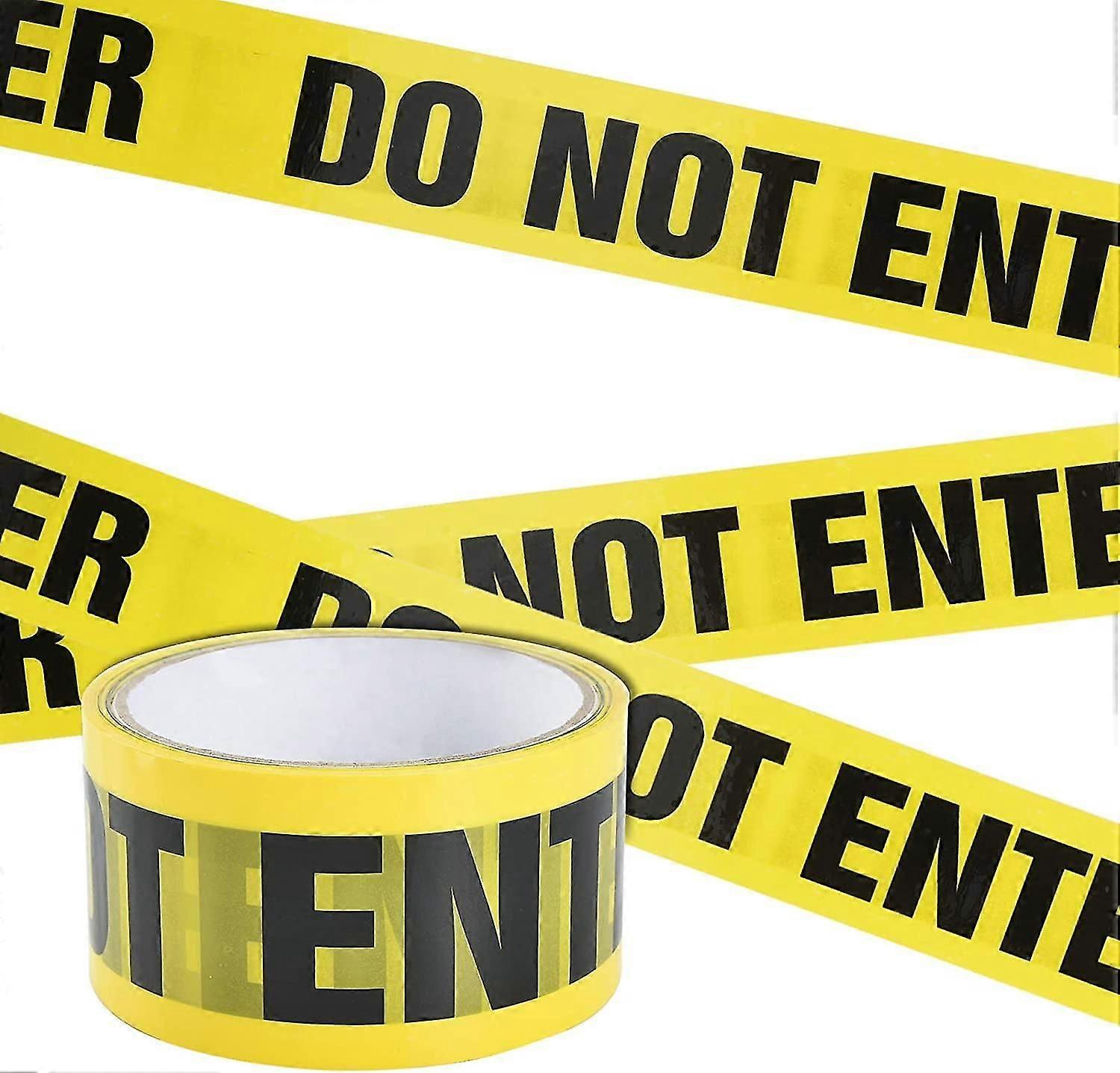 Yellow Warning Tape, Caution Adhesive Barricade Tape With Bold Black Font, Text Maximum Readability For W