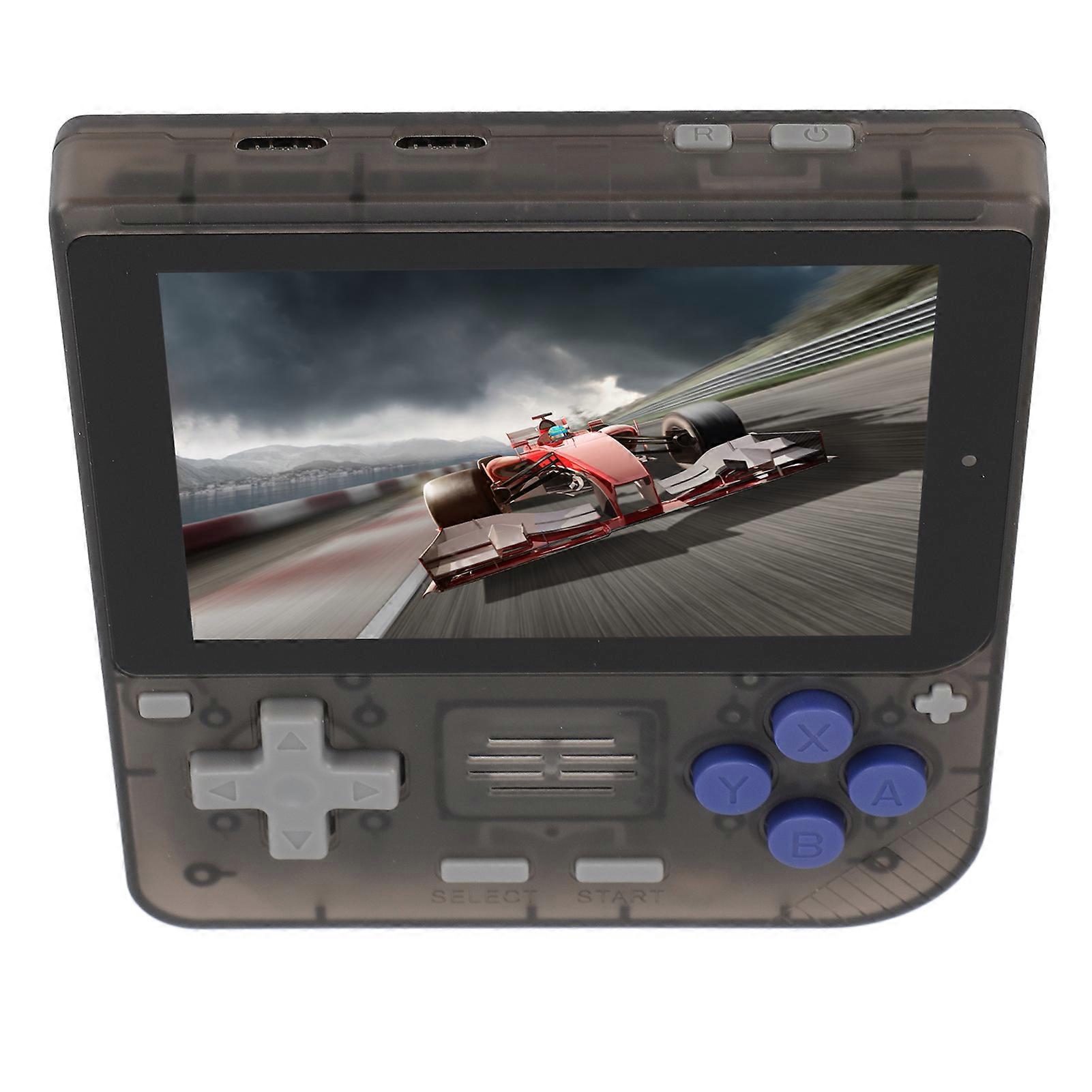 Handheld Game Console Quad Core CPU 3.5 Inch IPS OCA Screen Rechargeable Portable Retro Game Player Transparent Black 64GB