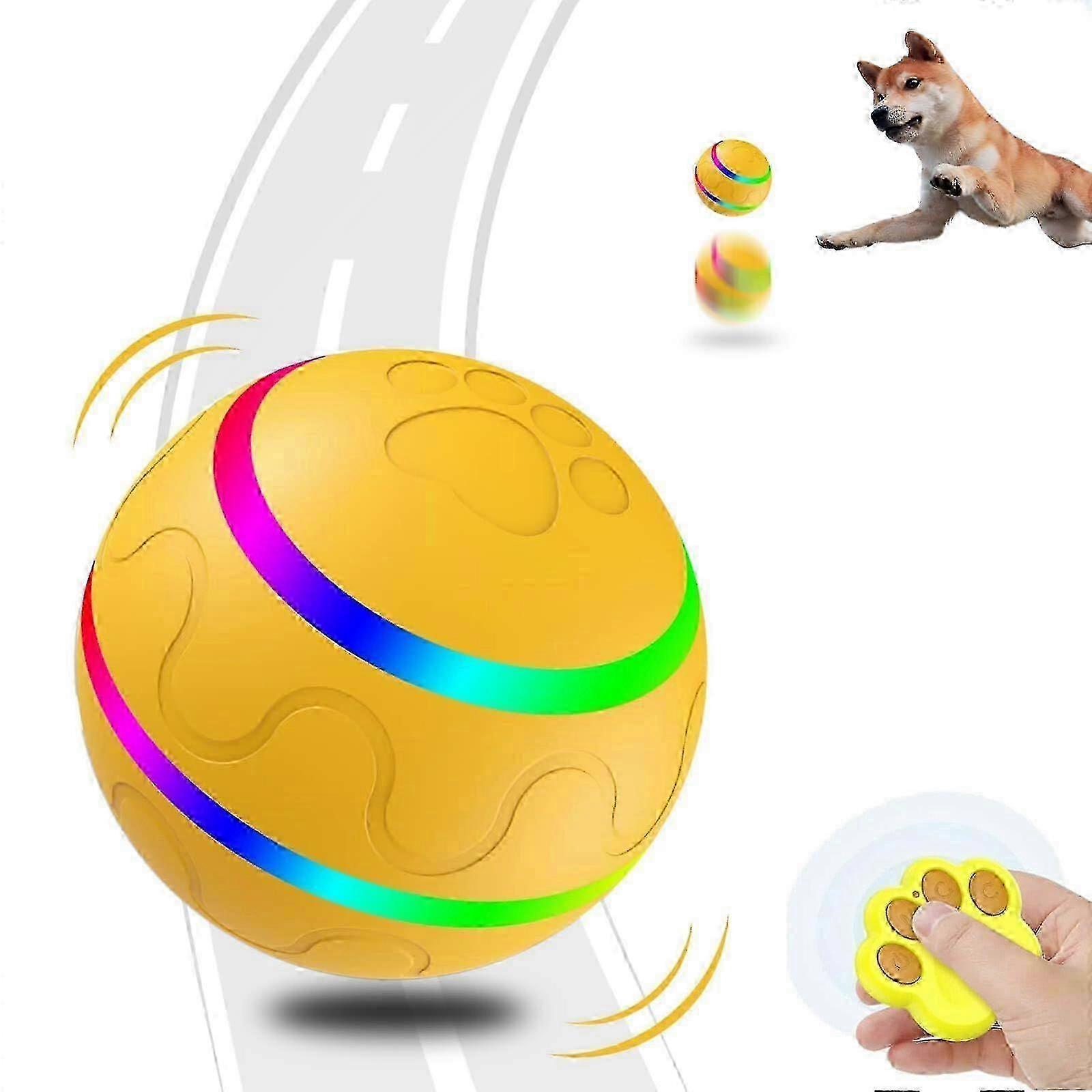 Smart Interactive Dog Ball Toy, Rolling Bouncing Ball with Lights, USB Rechargeable, Automatic Rolling Ball Chew Toy for Dogs & Cats