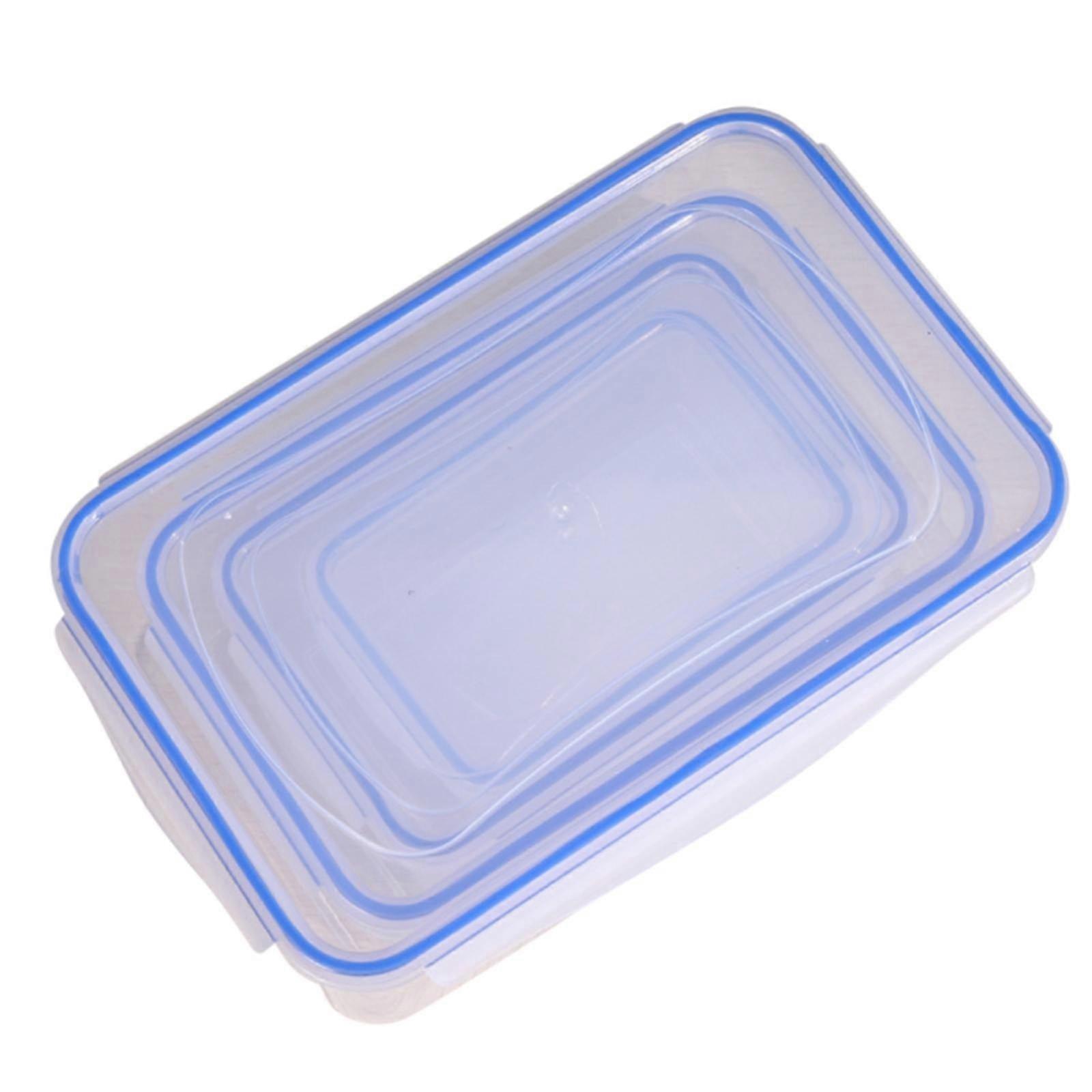 Pack of 4 Refrigerator Organizers with Lids, Clear Stackable Food Storage Containers Compatible with Kitchen & Freezer Use