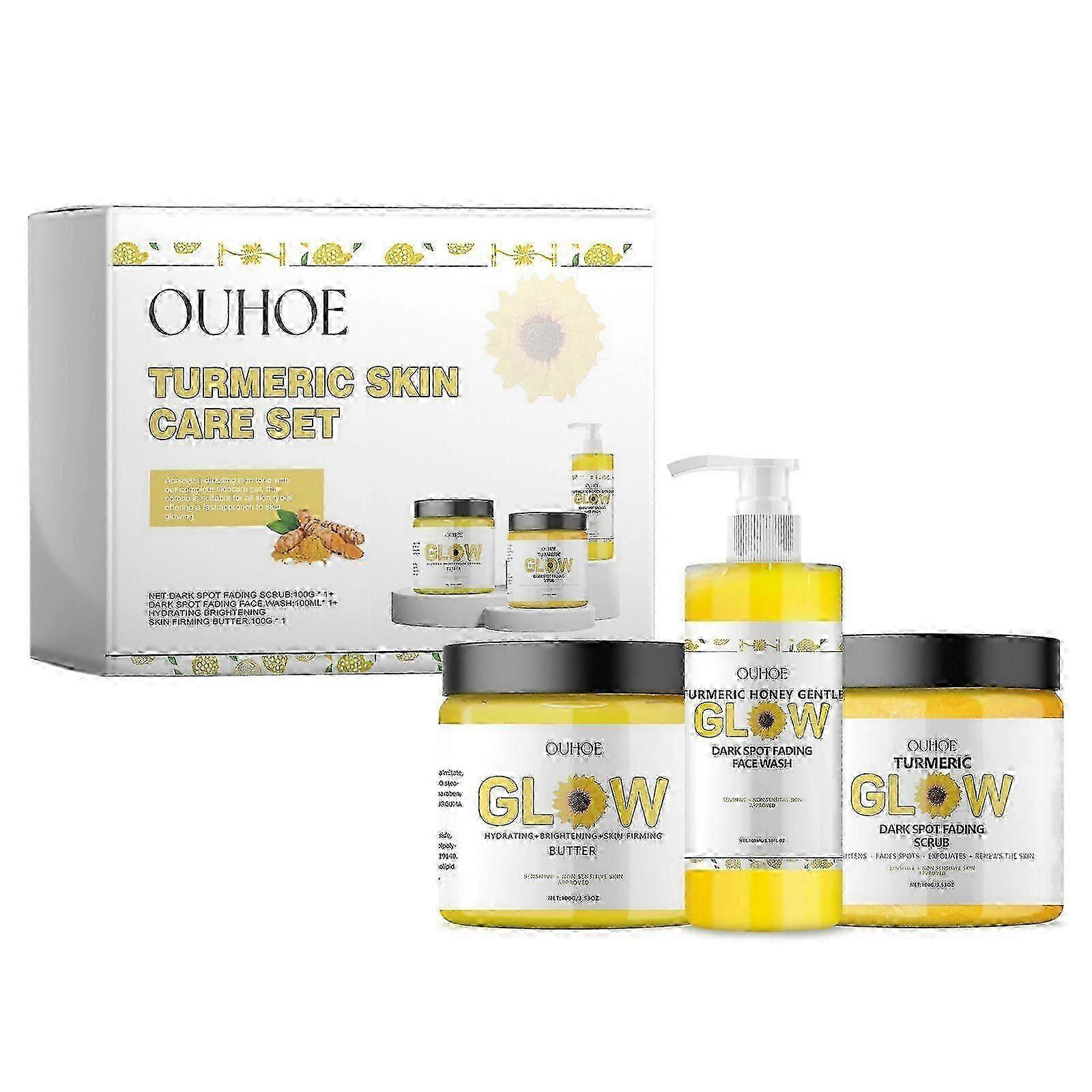 Turmeric Glow Combo Skincare Set, 3 In 1 Turmeric Combo Skincare Set, Turmeric Glow Combo Cleanser