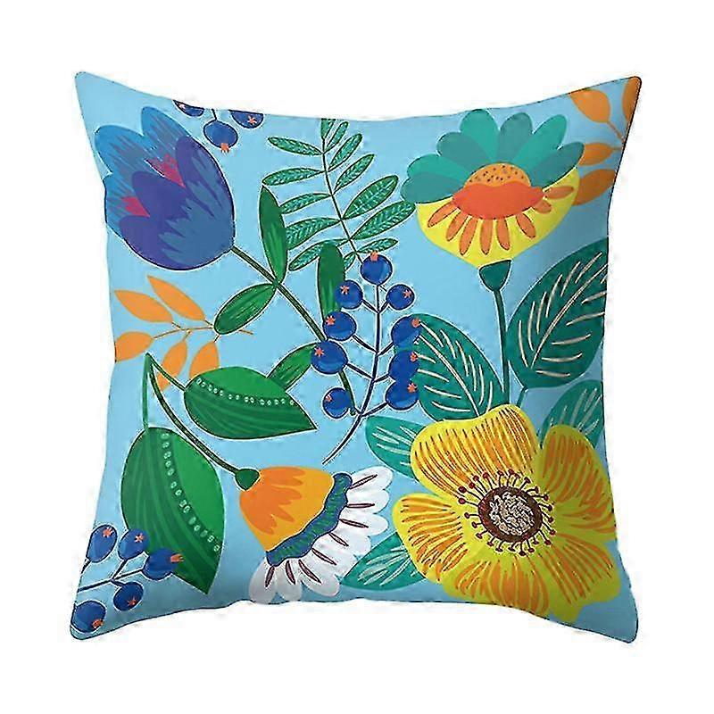 Cushion Case Dust-proof Removable Polyester Leaf Print Square Pillowcase Household Supplies