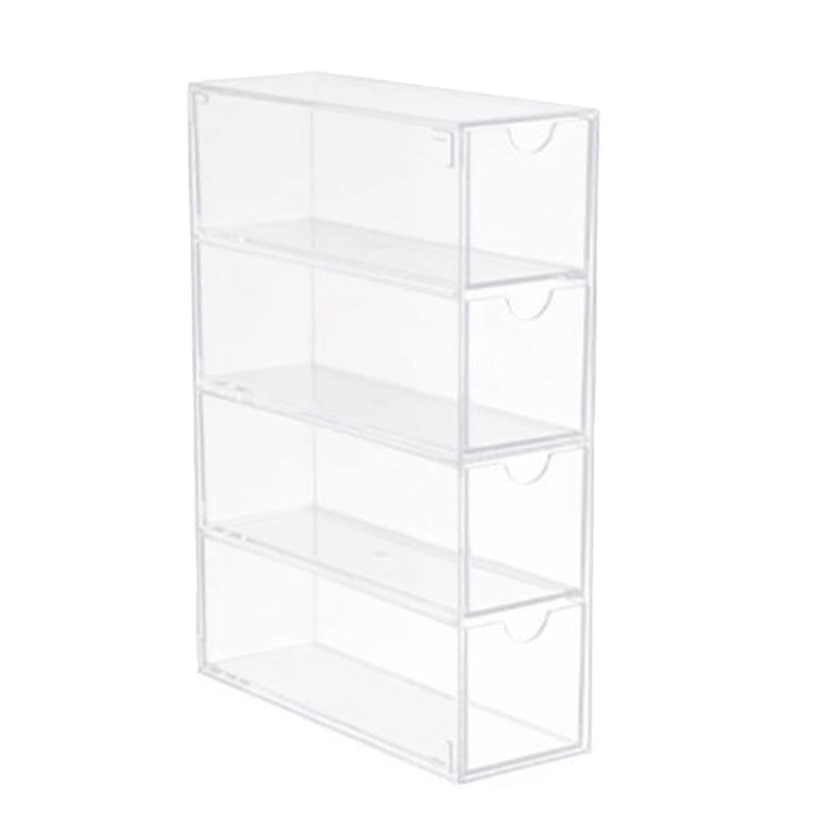 Acrylic Stackable 4 Drawer Eyeglass Storage Organizer Box Clear Sunglasses Display Holder Dustproof Office Organizer