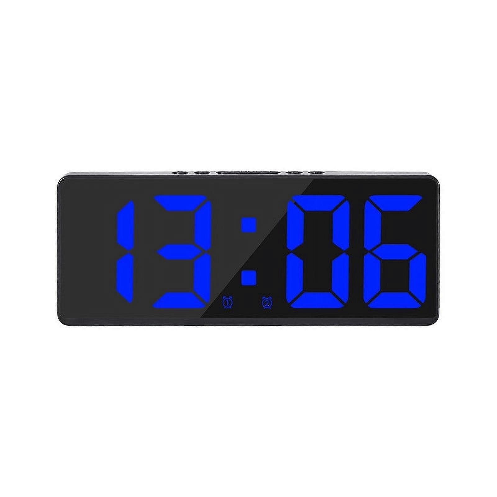 Jacenvly Digital Alarm Clock with RGB Display, Calendar, Date, Temperature, 3 Alarms, Battery Backup, 4 Dimmer, 12/24H, Easy Touch Snooze