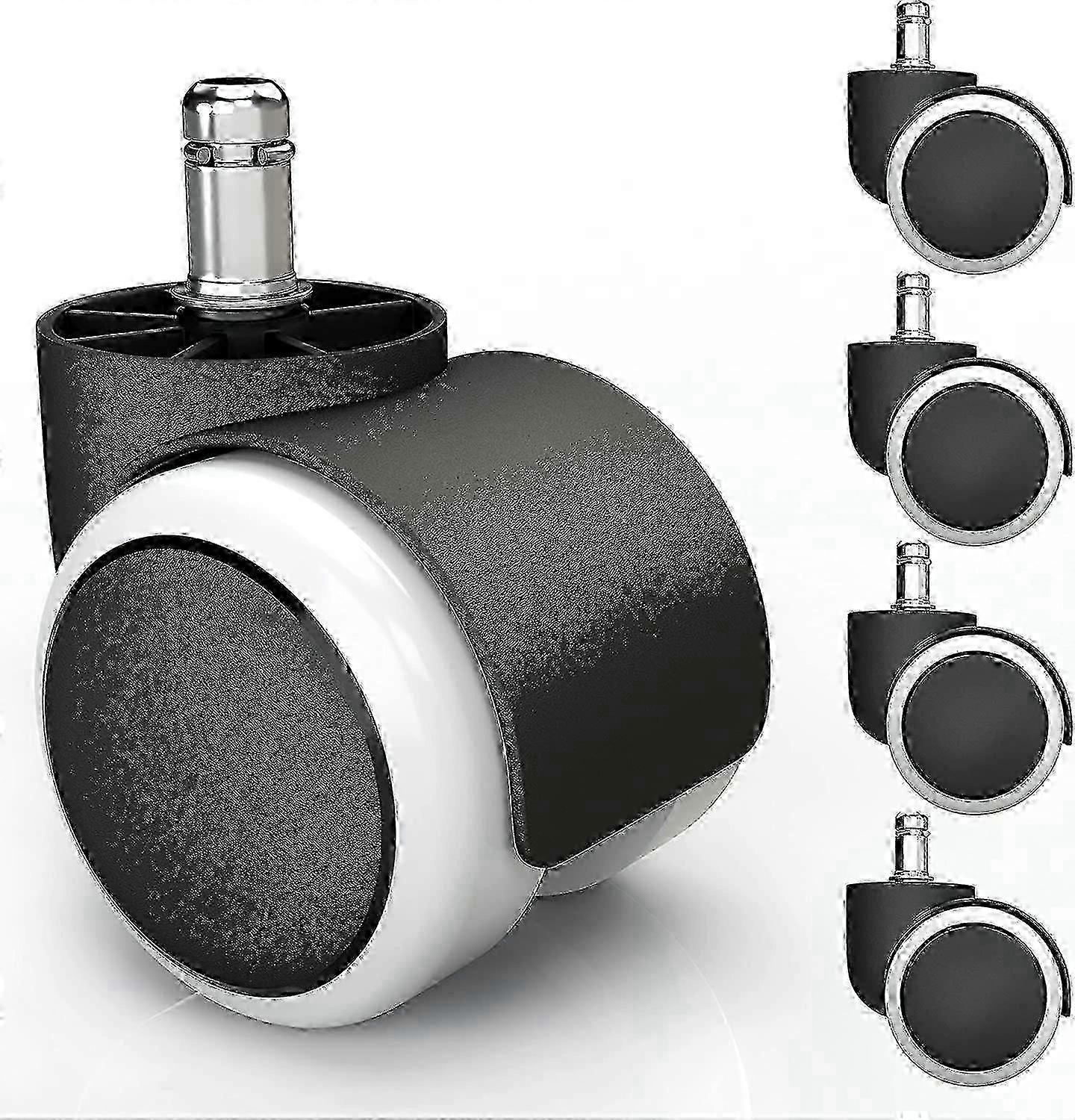 5x Castors for hard floors with silent and scratch-free PVC coating - universal castors(11x22 mm,White) TOP