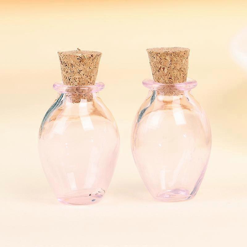 2Pcs 1:12 Dollhouse Miniature Glass Color Bottles Cork Bottles Tiny Jar Model