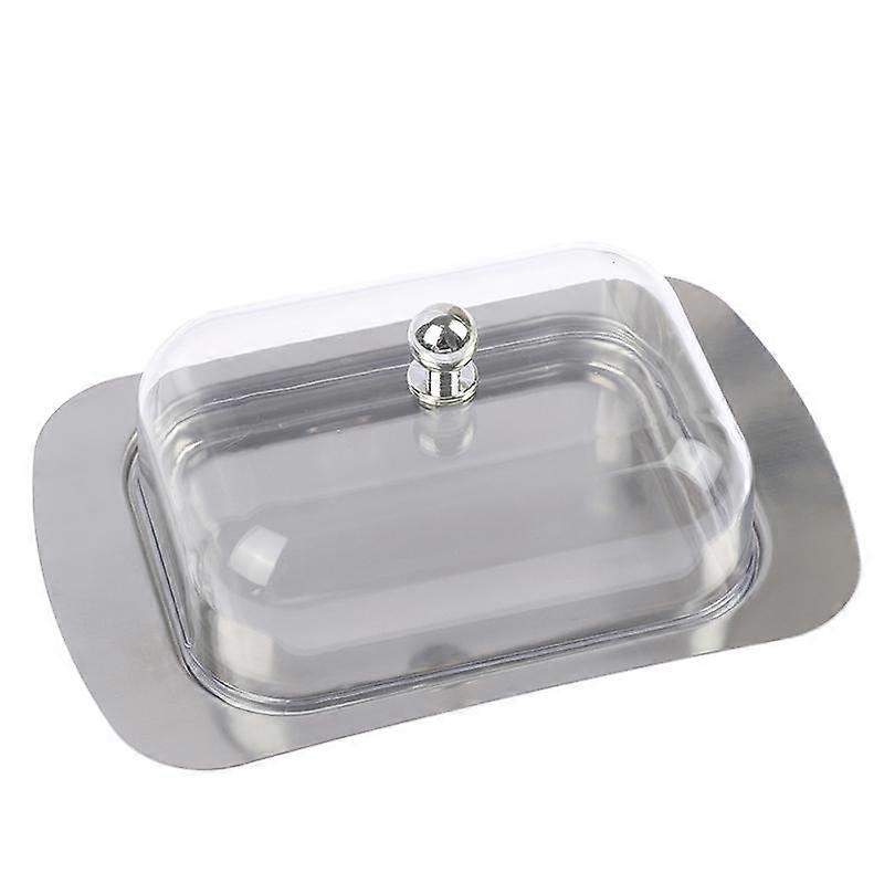 Butter Dish Box Container Cheese Bread Storage Tray With See-Through Lid