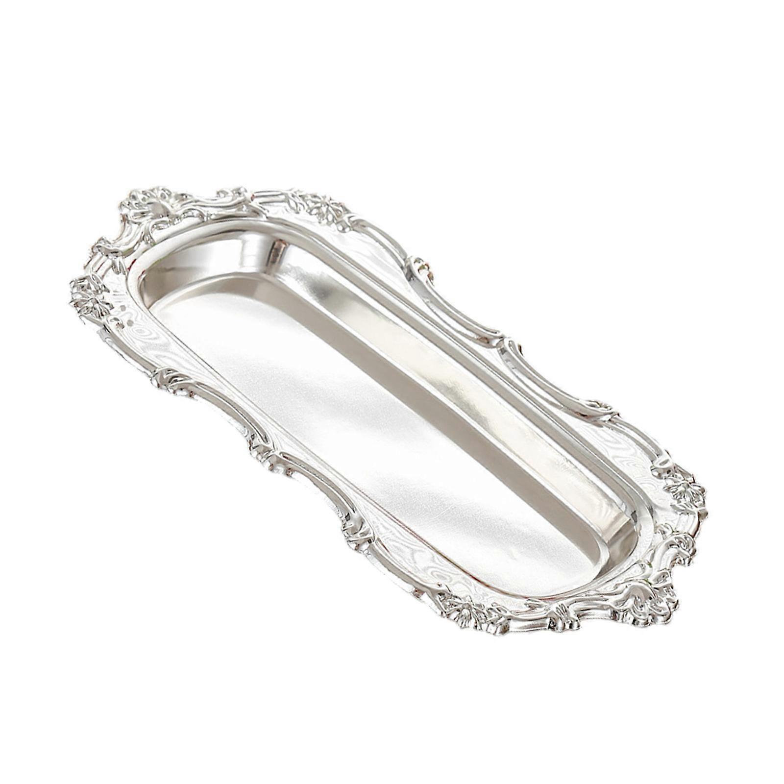 Elegant Snacks Platter Decorative Wrought Iron Display Tray Perfect For Event Dining Or Coffee Table Styling  Silver