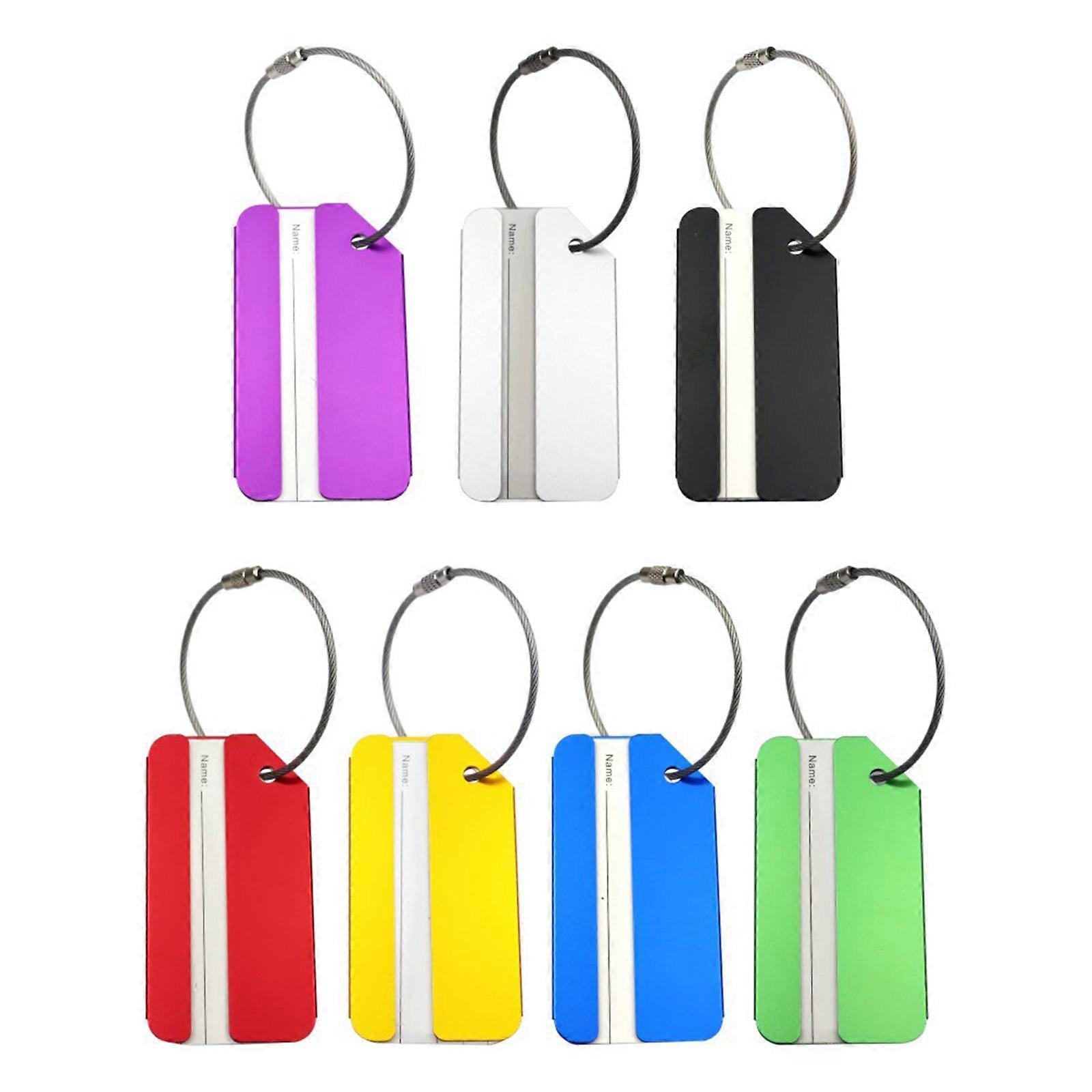 7 Pieces Color Coded Metal Luggage Labels With Slant Edge Privacy Protection For Efficient Airport Retrieval Multicolor
