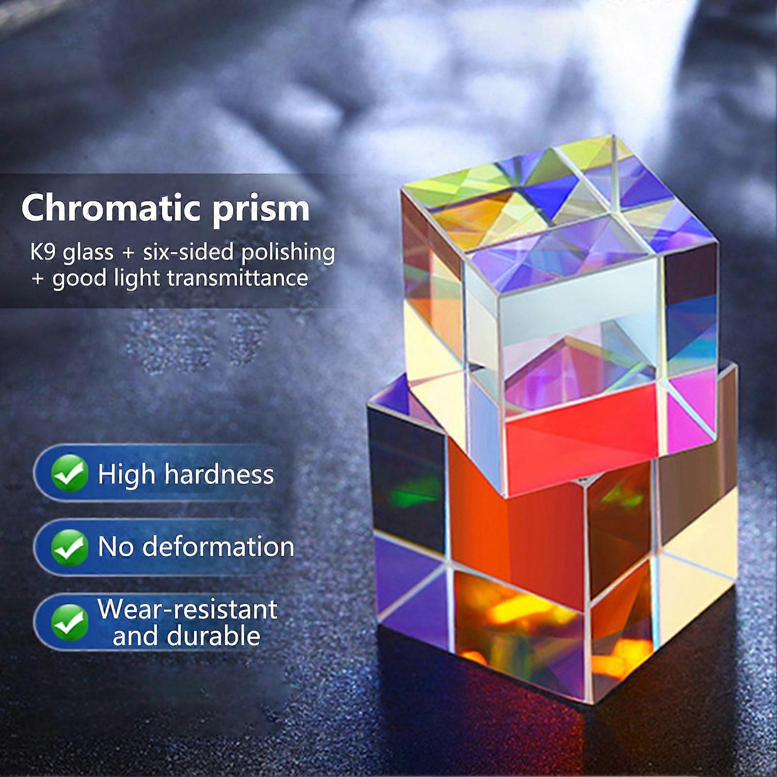 Hesroicy Rainbow Maker Prism High Hardness Kaleidoscope Pattern 6-Sided Optical Cube Sun Catcher Science Toy