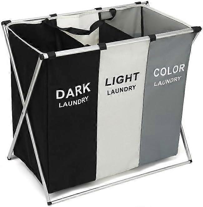 Foldable Laundry Hamper with 3 Dividers, Large Clothes Storage Organizer for Home