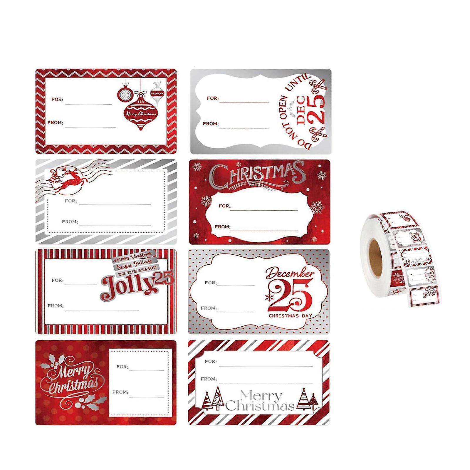 300Pcs Christmas Wrapping Labels for Packaging 4.5x3cm Christmas Name Labels Sticker for Seal Envelope Card Box Wrapping Multicolor