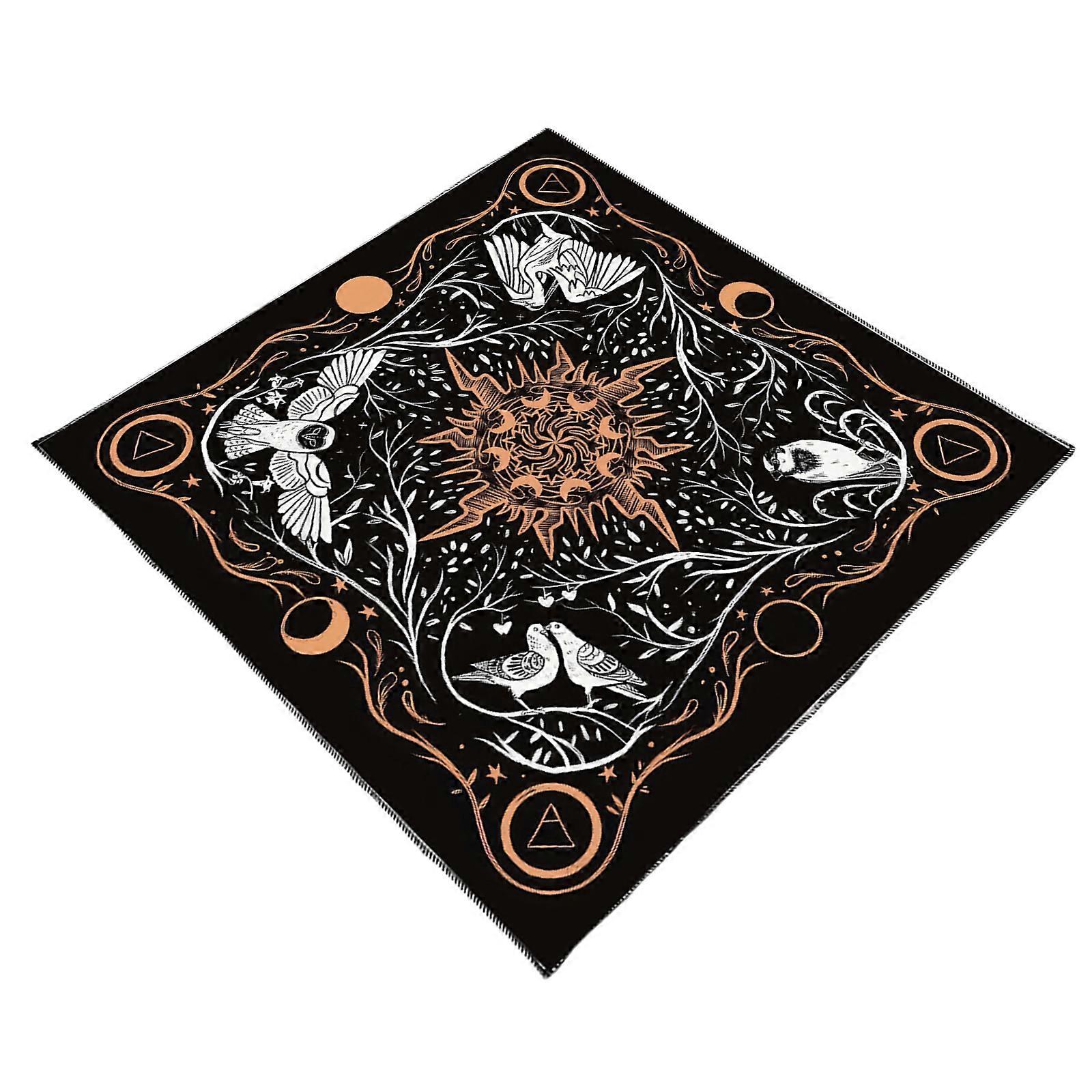Tarot Masa Örtüsü Altarlar Bez Kuş Ay Desen Astroloji Masa Örtüsü Kehanet Kartı Bez Goblen Duvar Dekorasyonu A 50x50cm