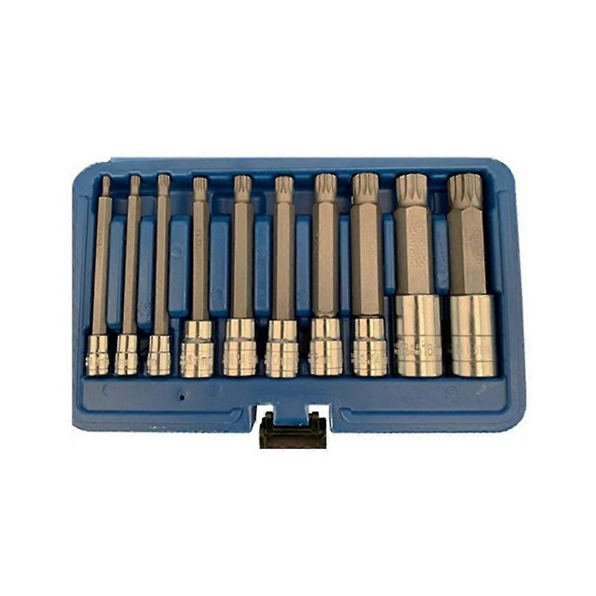 10-pack Triple Spline Driver Socket Set 1/4in 3/8in 1/2in Tamper Resistant Long Reach Machine Repai