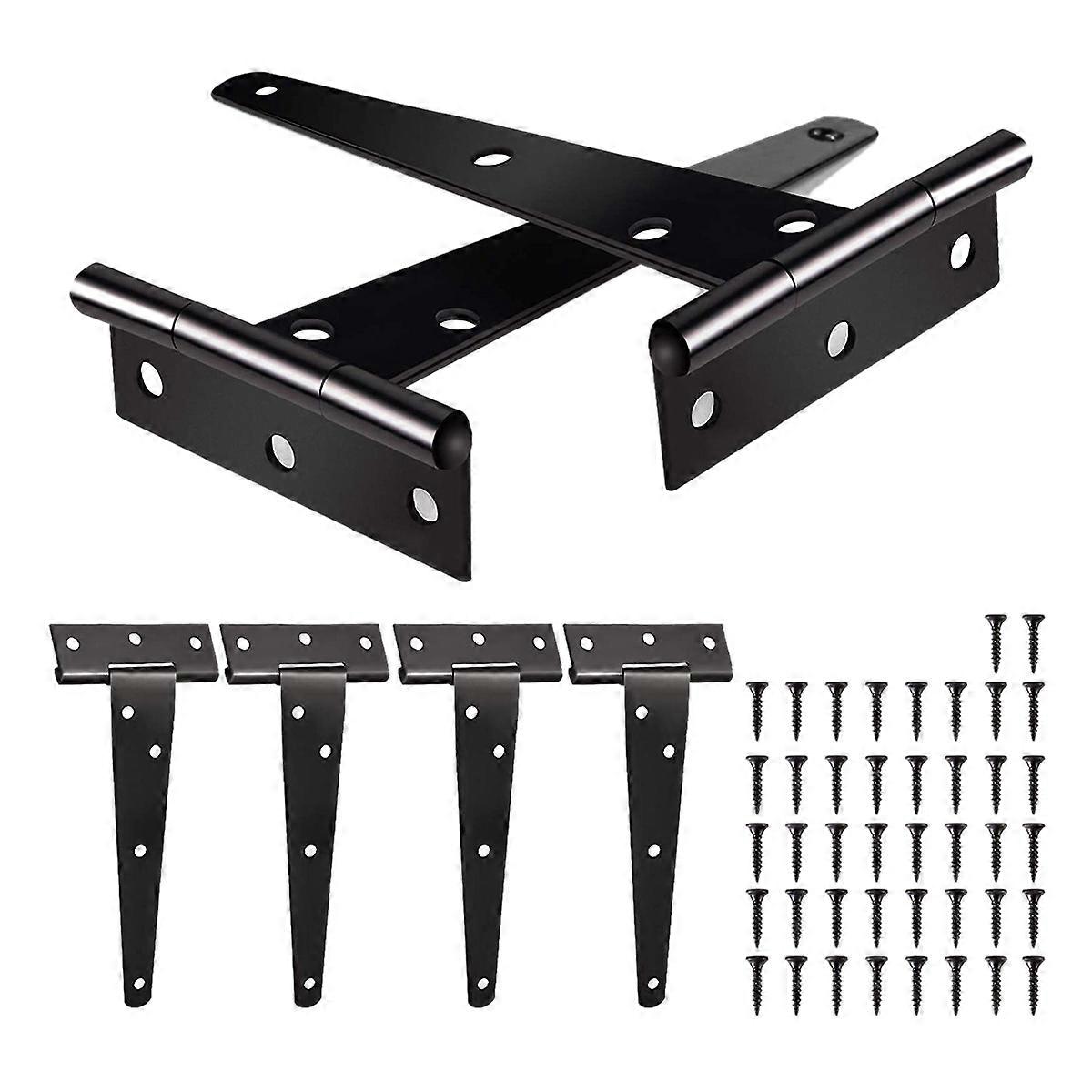 6 Pack Heavy Duty Tee Hinge, 150mm Metal Strap Tee Hinge with Screws