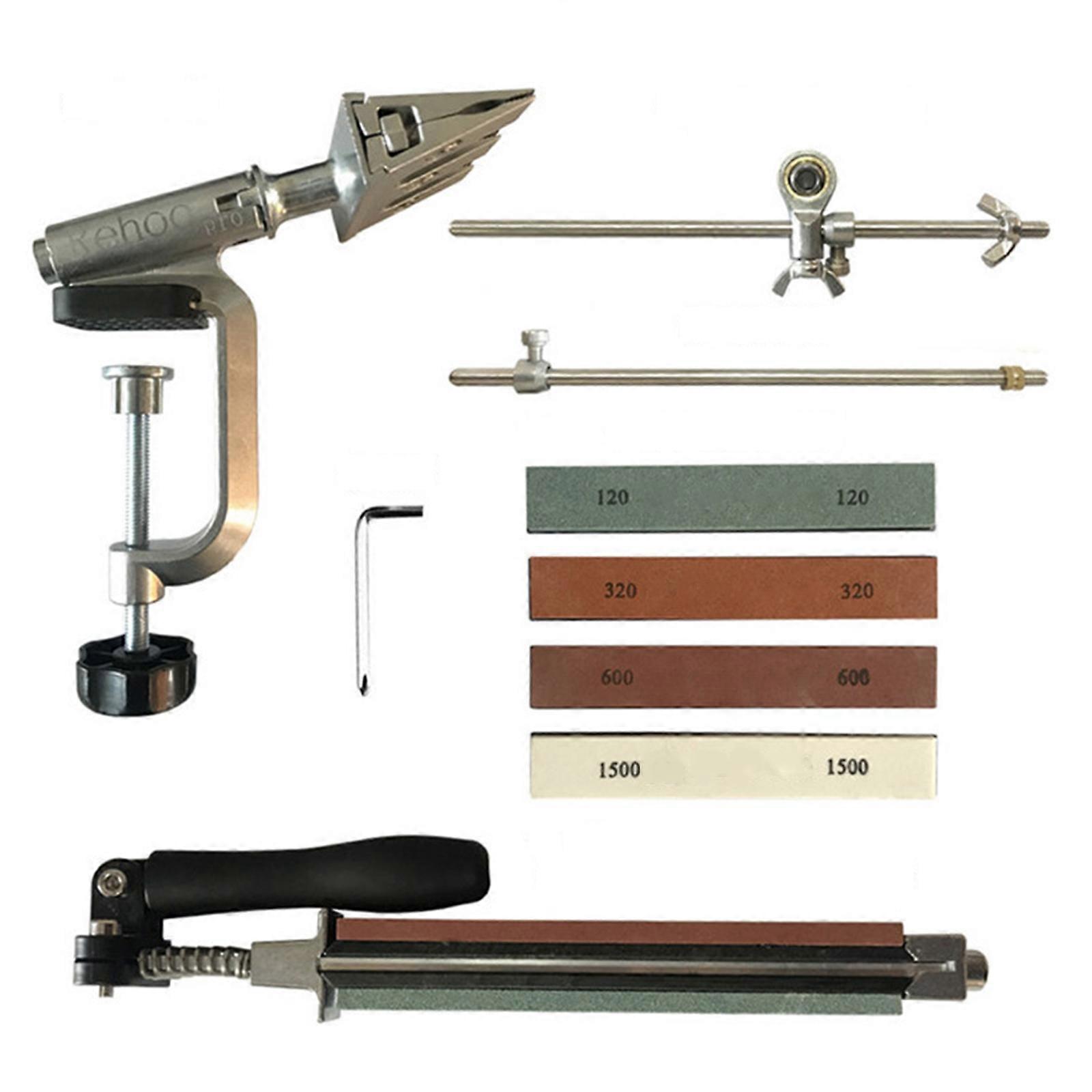 Professional Knife Sharpener with 4 Whetstones Fixed Angle Stainless Steel 360° Rotation Flip Design Sharpener Multicolor