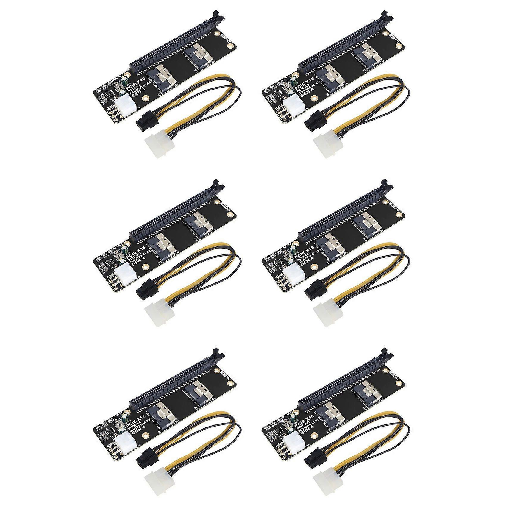 6X 2 Port SlimSAS 8i X2 to PCIe 4.0 X16 Slot Adapter Card SFF8654 Riser Card GEN4 for Network Graphics Video Card GPU