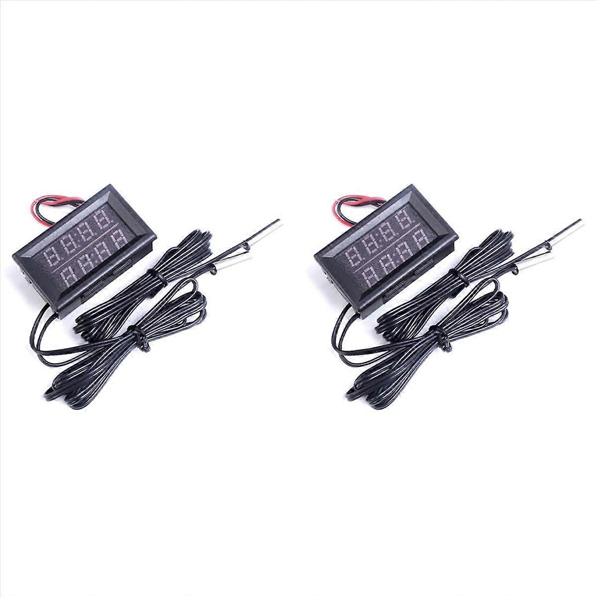 2X Dual Red LED Digital Display Thermometer Waterproof Temperature Sensor 0.56 Inch
