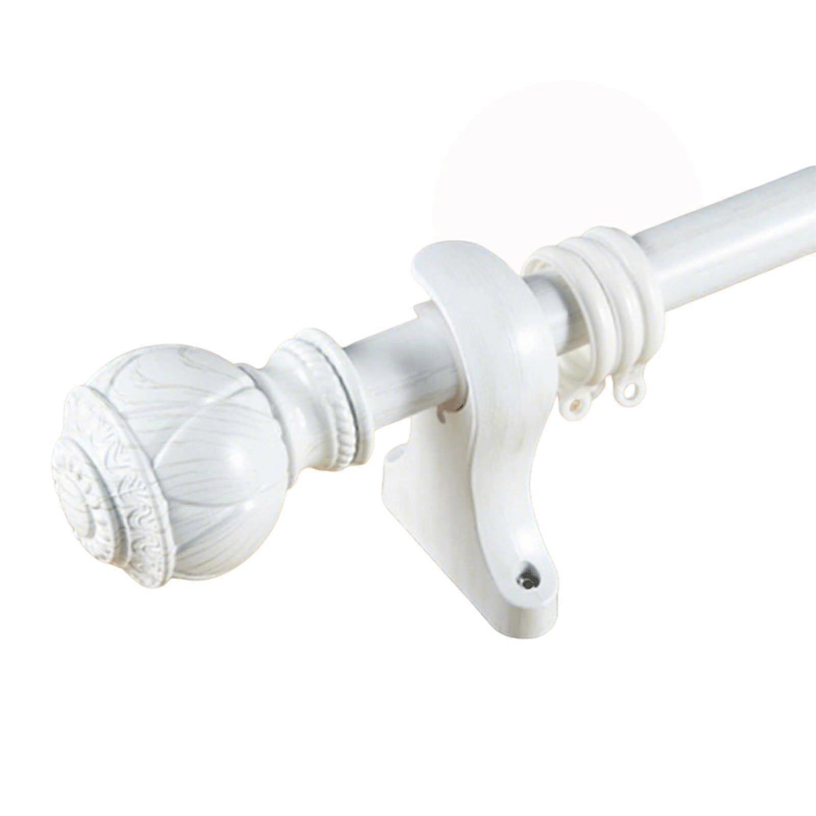 Chinese Style Roman Curtain Rod with Pumpkin Finials, LightBlocking Silent Hooks, White Wood Grain 4.7m