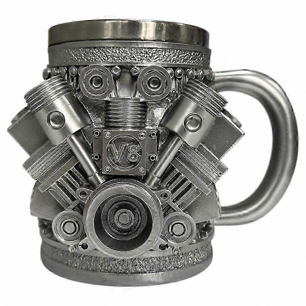 3D Engine Design Stainless Steel Mug, Creative Car Motor Inspired