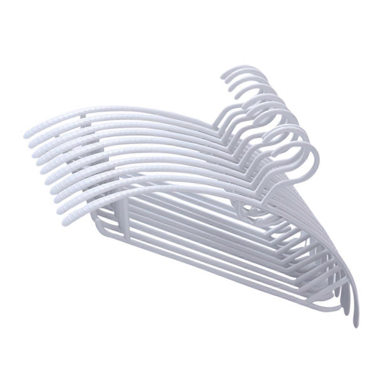 10 Pack White Plastic Clothes Hangers with Wide NonSlip Shoulders and Strap Hooks for Coats, Suits, Dresses, SpaceSaving Closet Organizer