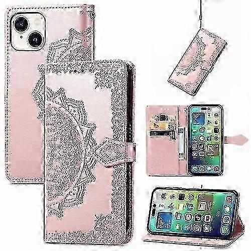 Compatible With Iphone 15 Mandala Flower Embossed Leather Mobile Phone Case
