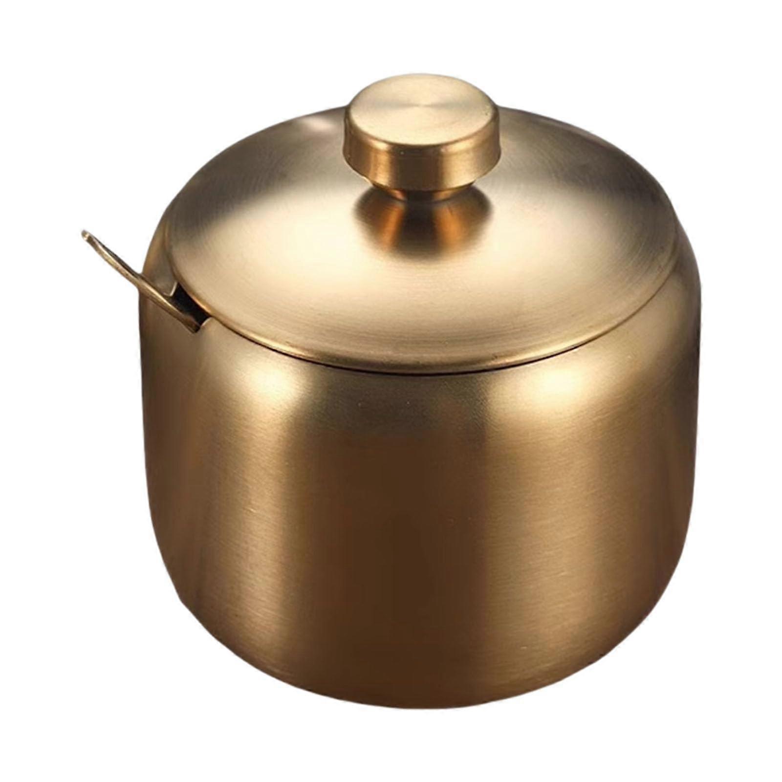 Stainless Steel Spice Container Set with Spoons, Leak Proof Lid, Rustproof Kitchen Countertop