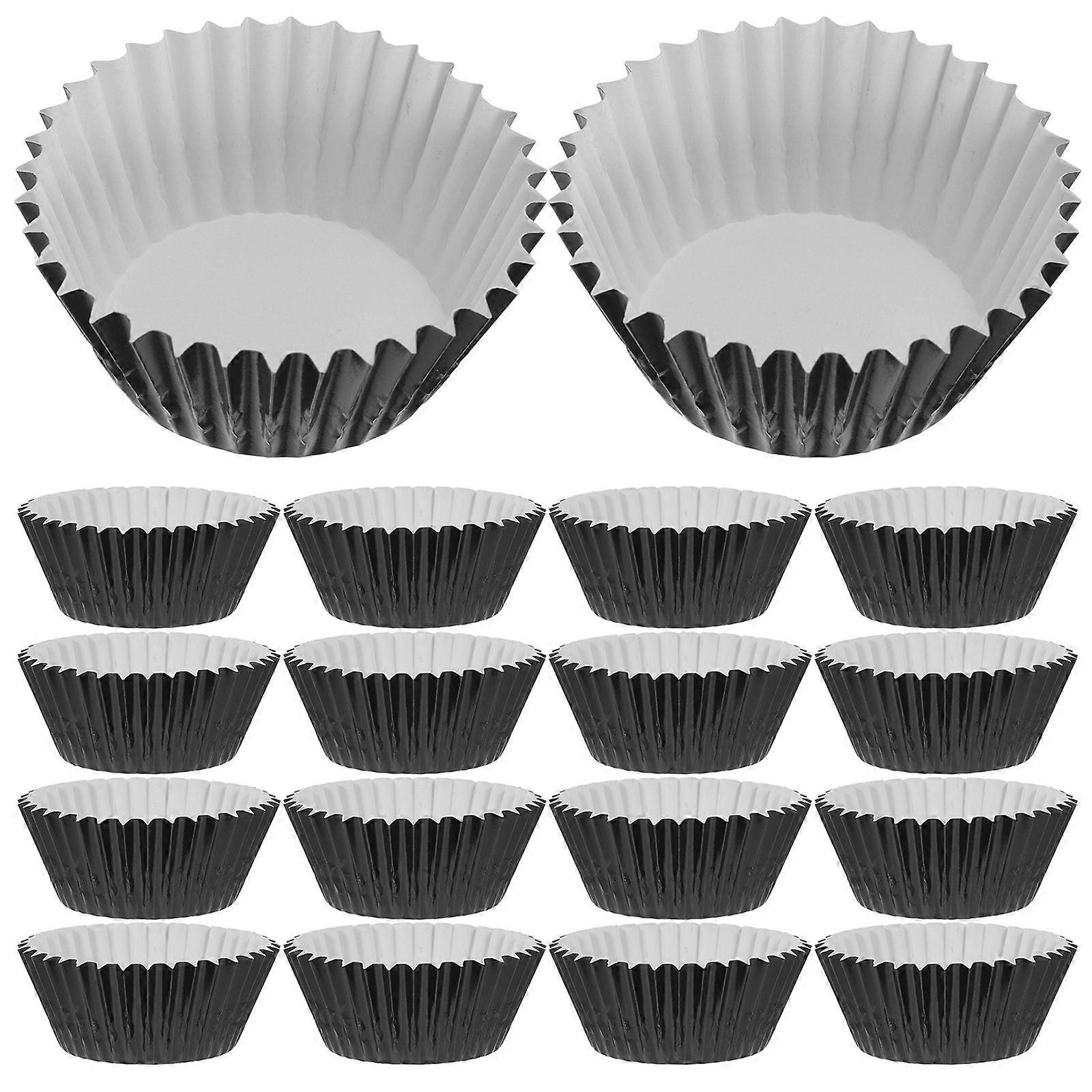 Egg Tart Paper Cup Baking Cups for Versatile Baking 100Pcs Black Foil Liners