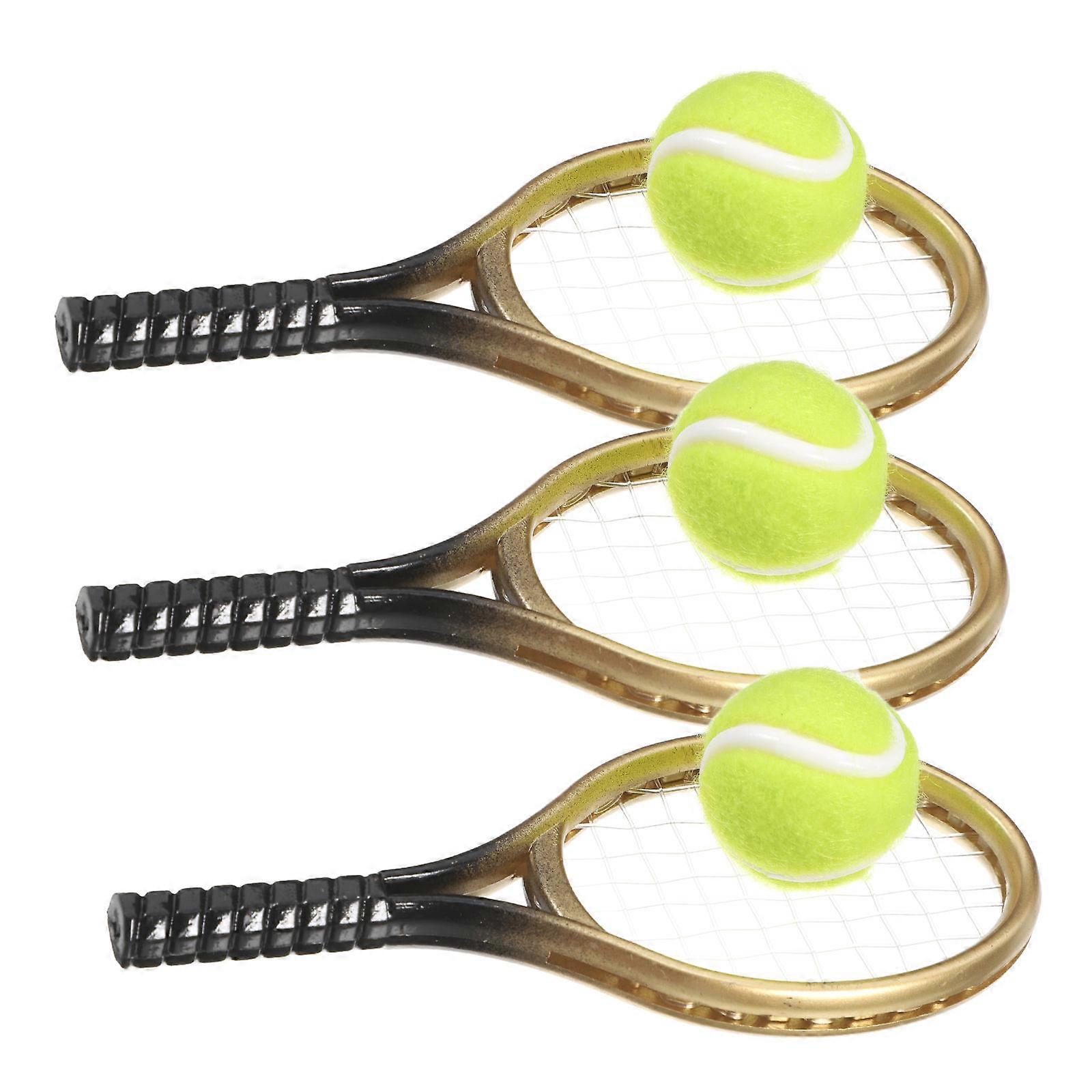 Mini Tennis Racket and Ball Set for Play 6Sets Simulation Design Plastic