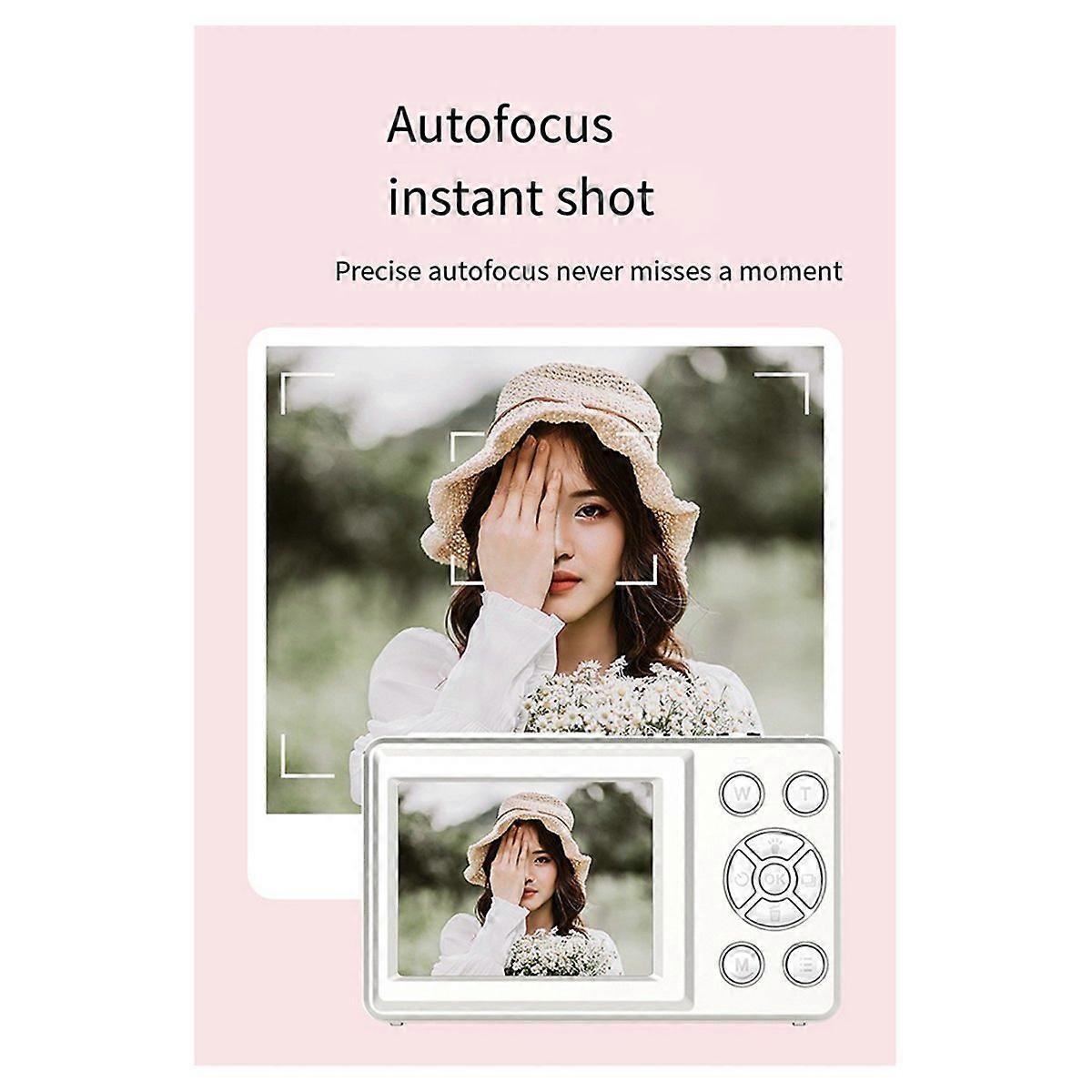 4K Ccd Digital Camera Photography Camera, Video Blog Camera, White