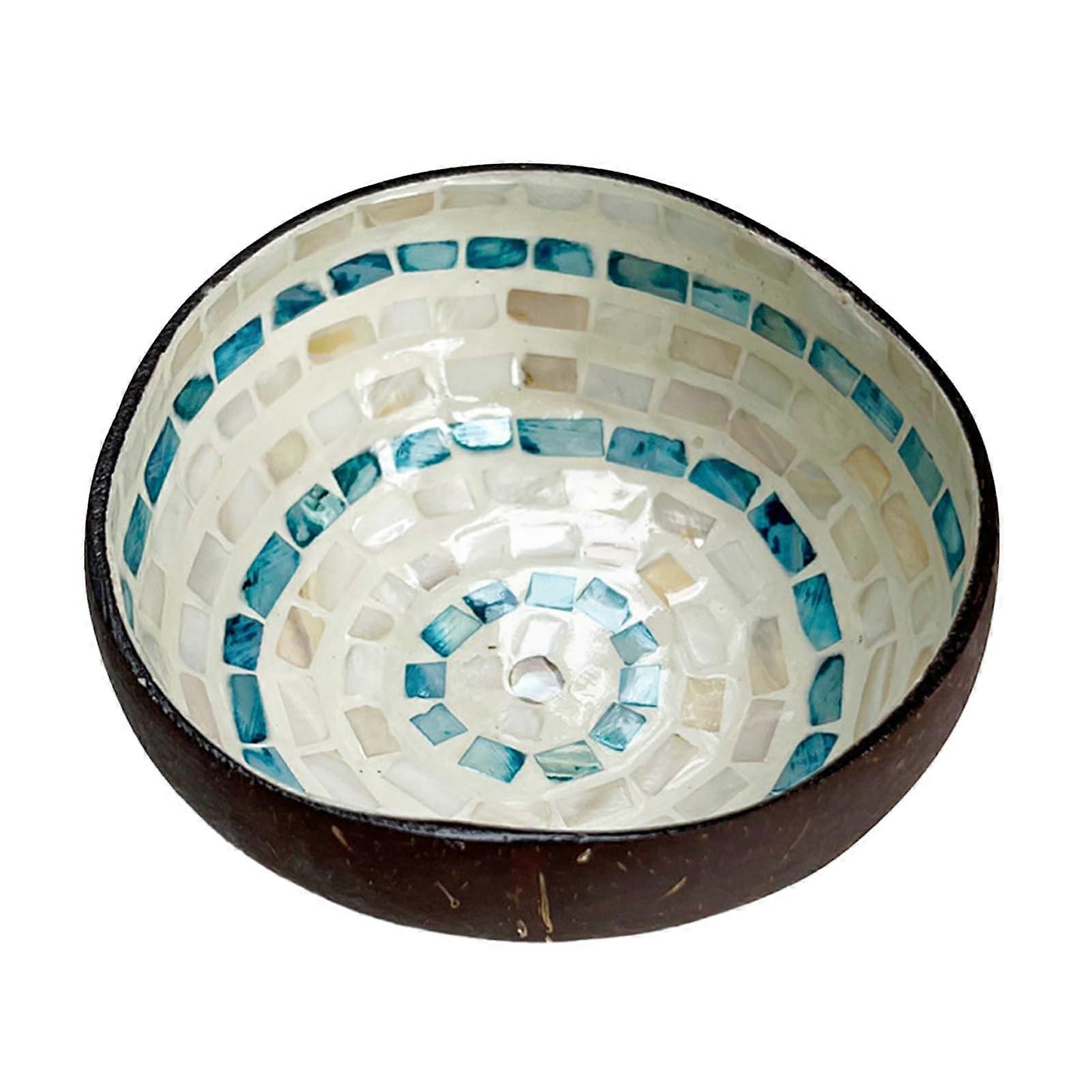 Coconut Shell Bowl with Mother of Pearl Inlay for Decorative Home Storage and Serving Snacks