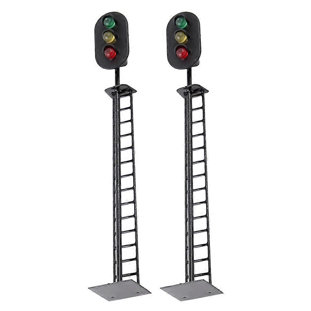 Miniature Traffic Light Decor 2Pcs Railroad Signal Light Model For DIY Scene Creation And Model Building With Realistic Design
