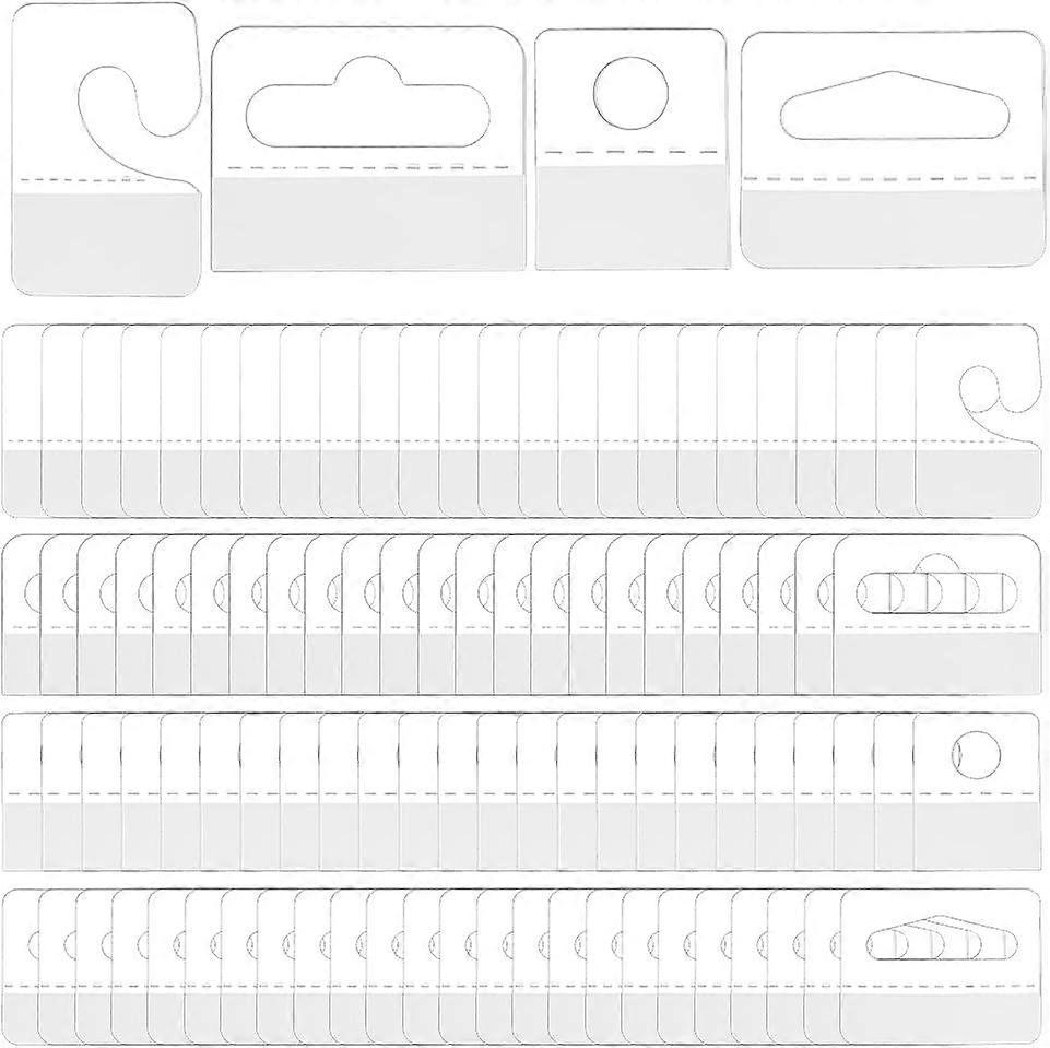 600pcs 4 Styles Hang Tabs Hooks Self Adhesive Hang Tags Sticky Tabs Hanging Hooks Clear Plastic J-Hook Hanging Tags for Retail Displays Business Shops