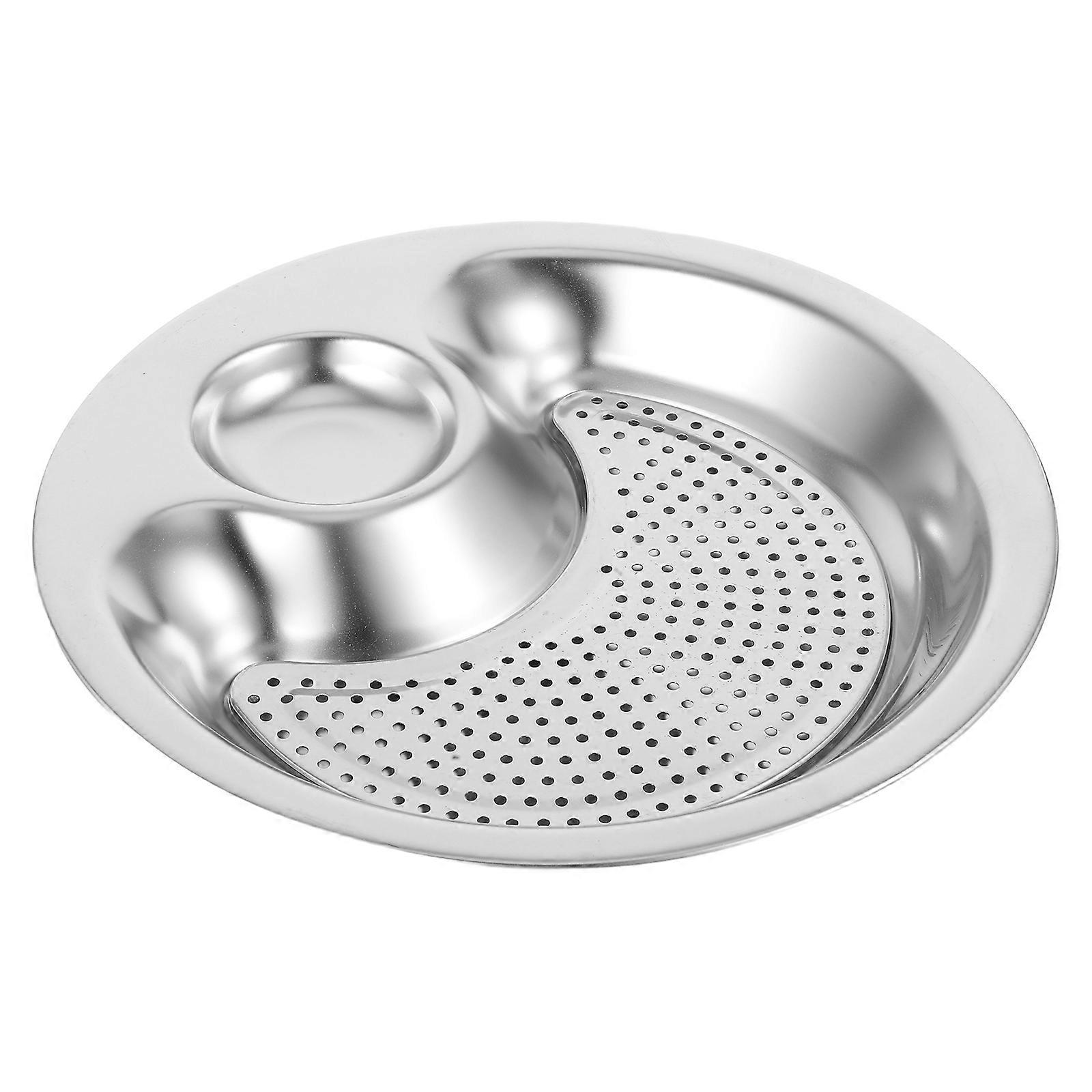 Dumpling Plate Stainless Steel Serving Plate with Vinegar Dish