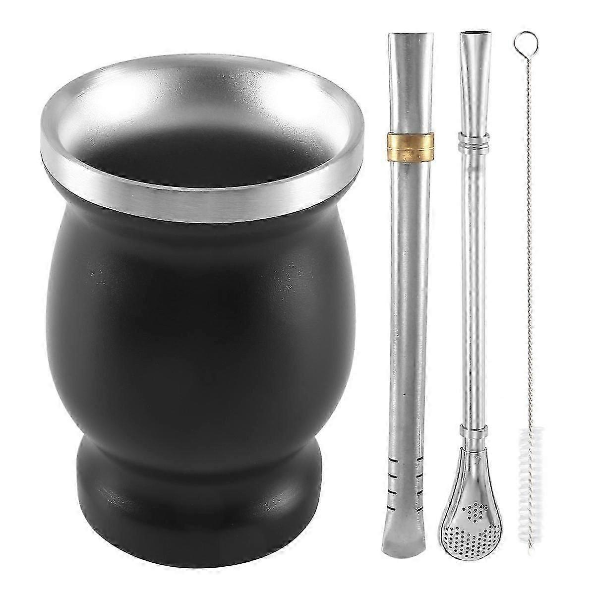 Insulated yerba mate tea set with 2 straws and spoon