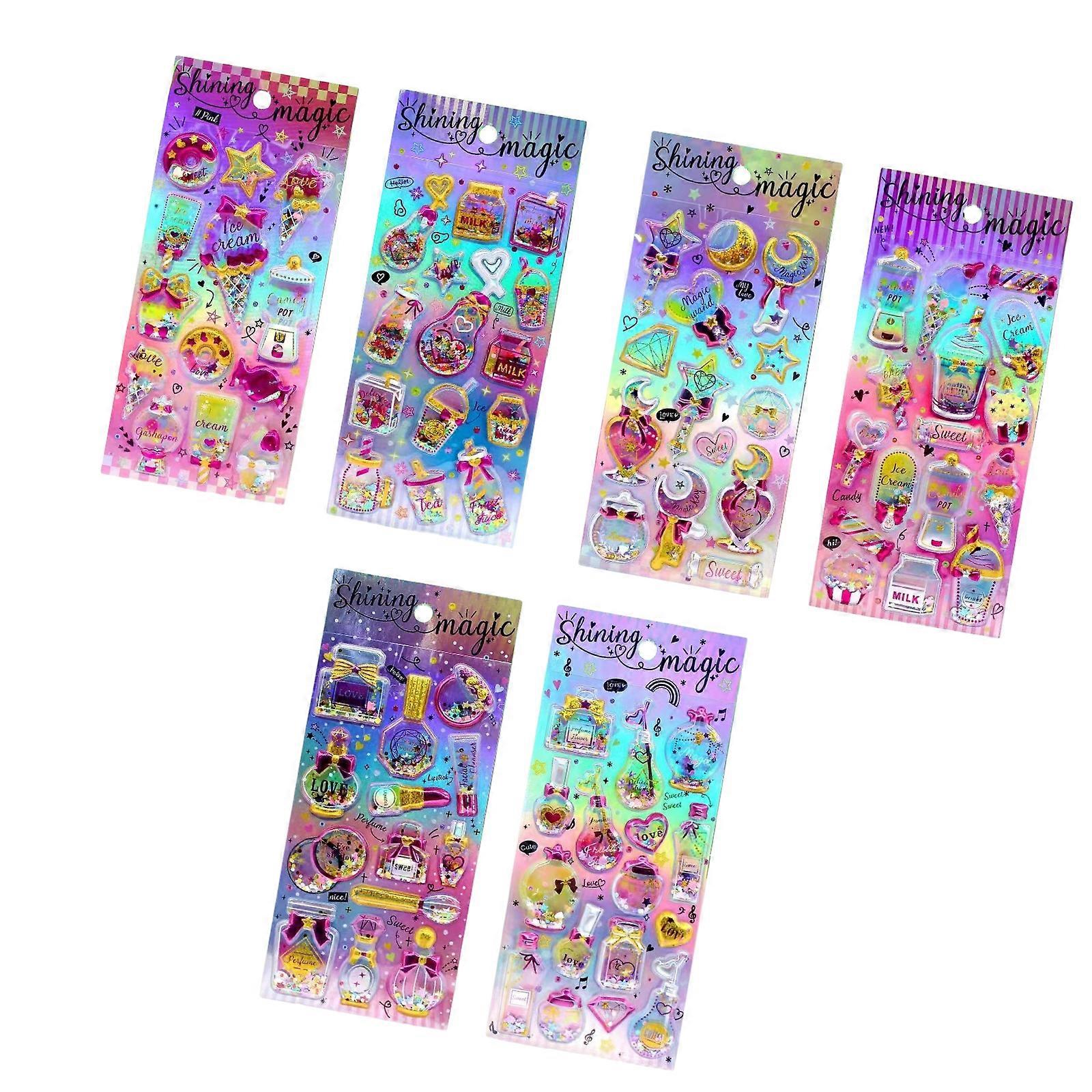 Sparkling Quick Sand Sticker Journaling Decorative Sticker for Notebook Phone Case Scrapbooking Children Rewarding Multicolor