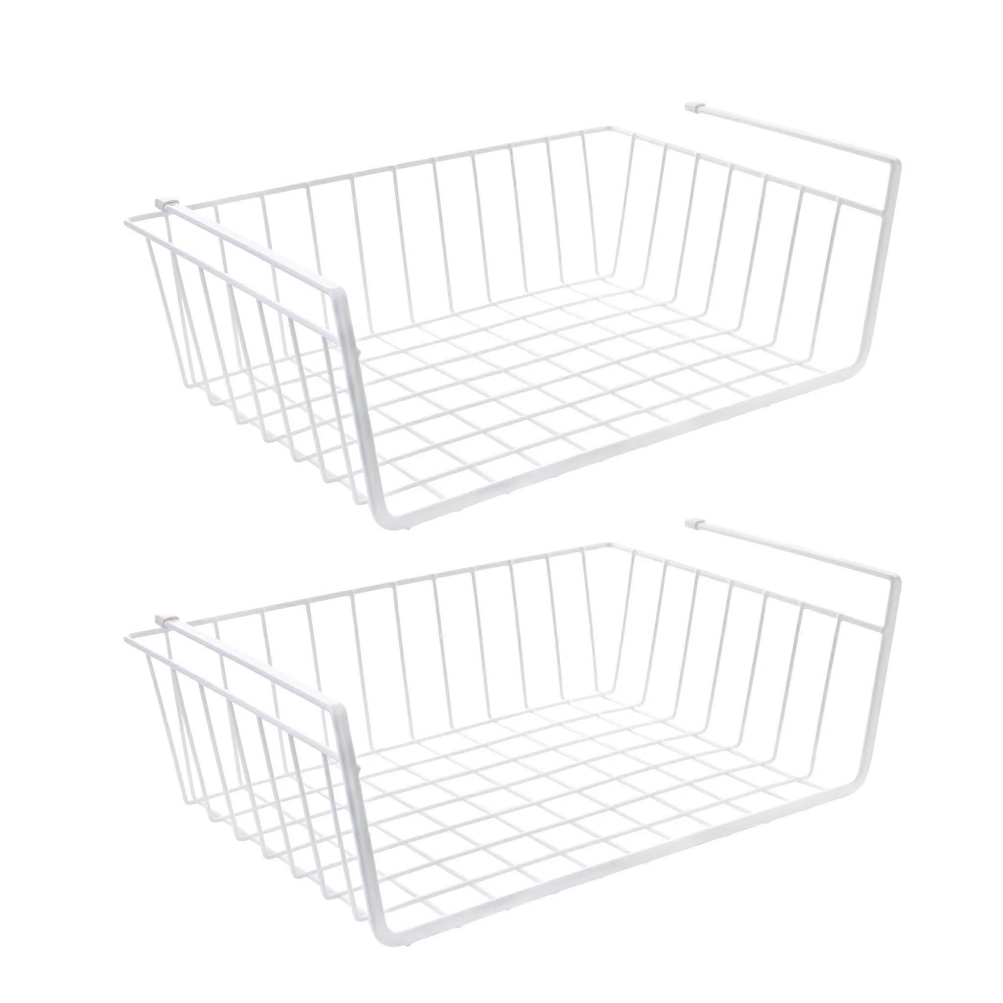 Under Cabinet Storage Basket Set of 2, Hanging Kitchen Organizer for SpaceSaving and Easy Access