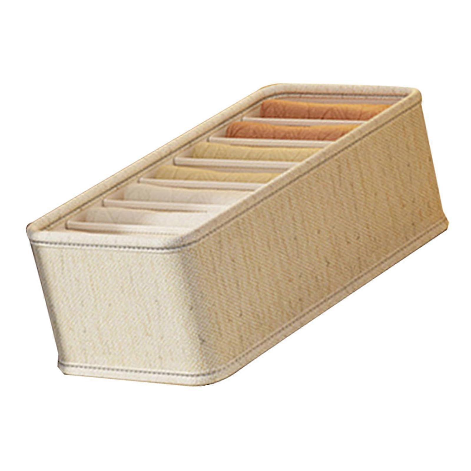 Underwear Organizer Cotton Linen Drawer Storage Box with 7 Compartments SpaceSaving Foldable Design