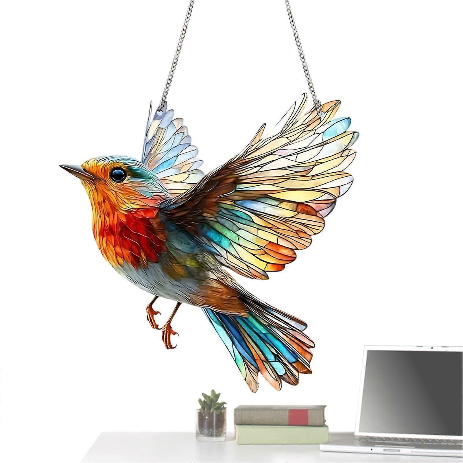 Hummingbird Wall Decor Acrylic Colorful Hanging with Vibrant Gradient Colors for Home and Window