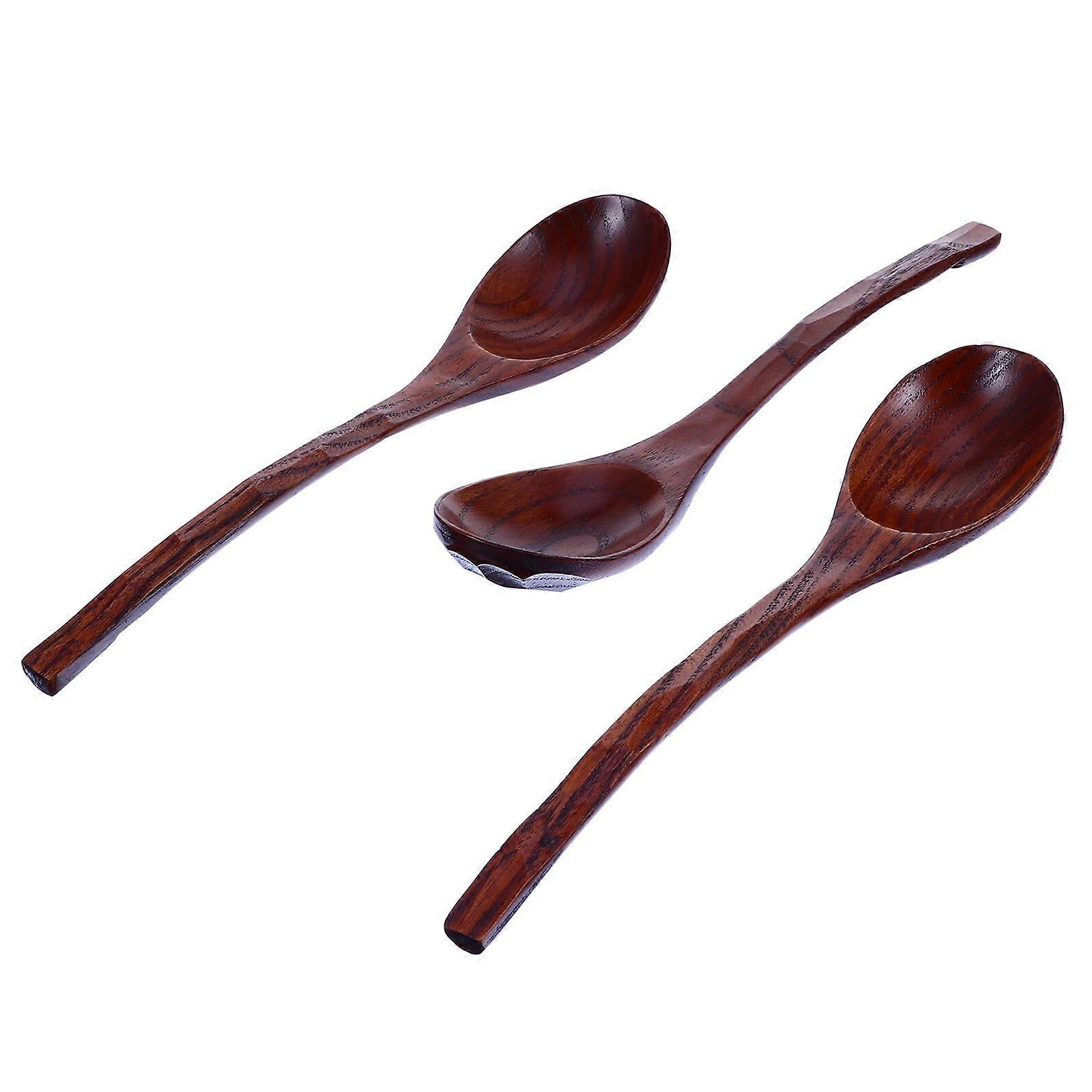 3Pcs Wooden Honey Spoon Set with Long Handle for Tea Coffee Soup Stirring and Serving